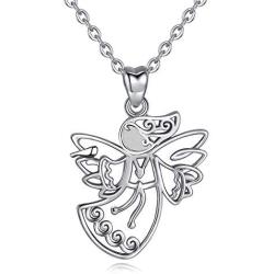 CELESTIA 925 Sterling Silver Memory Elephants Giraffe Angel Necklace, Animals Jewelry for Women Gifts for Her