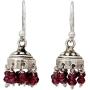 NOVICA Garnet .925 Sterling Silver Chandelier Jhumki Style Dangle Hook Earrings Traditional Grace