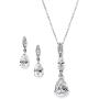 Mariell Platinum Plated Pear-Shaped CZ Bridal, Bridesmaids or Prom Necklace and Earring Set