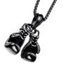 Ineffable Double Fist Set of Stainless Steel Men Necklaces Fitness Pendant Inspirational Necklace for Engagement Sports Gym Gift