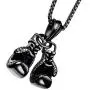 Ineffable Double Fist Set of Stainless Steel Men Necklaces Fitness Pendant Inspirational Necklace for Engagement Sports Gym Gift
