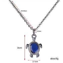 2Pcs Temperature Color Changing Mood Rings and Mood Necklace Turtle Heart-shaped Cross Butterfly Star and Moon Retro Oval Pendant Necklace