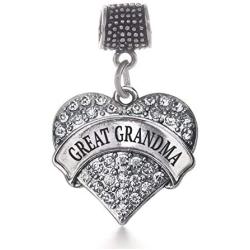 Inspired Silver - Silver Pave Heart Charm for Bracelet with Cubic Zirconia Jewelry