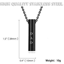 Molike Mom Dad Stainless Steel Urn Necklaces for Women Men Cremation Pendant Necklace for Memorial Ashes