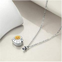 SEIRAA Urn Necklaces for Ashes in My Heart Flower Pendant Memory Locket Necklace Cremation Gifts