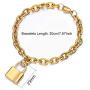 WangGao Punk Lock Charms Jewelry Set Stainless Steel Link Chain Necklace & Bracelet for Women with Clasp Closure