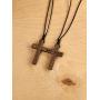 Wooden Cross Necklace for Men Women Children Kids – Natural Wooden Cross Pendant Necklace - Walnut Wood Small Cross Necklace