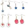 Moon Star Earrings Dangle Earth Planet Asymmetrical Drop Earrings Astronaut Stud Earrings Jewelry for Women Girls