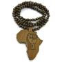Shiny Jewelers USA Mens Wood Africa MAP FIST African Power Unity Wooden Bead Chain Necklace