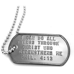 I Can Do All Things Through Christ Military Dog Tag Necklace Philippians 413