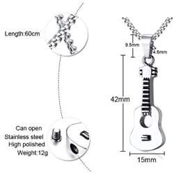 VNOX Keepsake Memorial Jewelry Stainless Steel Guitar Shape Cremation Ash Urn Pendant Necklace for Unisex
