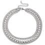 Vintage Style Gold Silver Thick Chunky Chain Layered Necklaces Choker Hollow Out Round Circle Inlaid Crystal Pendant Necklaces for Women Girls Elegant Jewelry