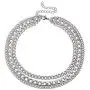 Vintage Style Gold Silver Thick Chunky Chain Layered Necklaces Choker Hollow Out Round Circle Inlaid Crystal Pendant Necklaces for Women Girls Elegant Jewelry