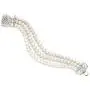 Mariell Genuine Freshwater Pearl 3-Strand Bridal Bracelet - Luxe 3-Row Pearl Bracelet with CZ Clasp Mariell Genuine Freshwater Pearl 3-Strand Bridal Bracelet - Luxe 3-Row Pearl Bracelet with CZ Clasp