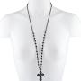 Lux Accessories Classic 80s Gothic Rosary Cross Beaded Pendant Necklace