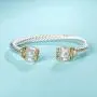 UNY Designer Inspired Jewelry Double CZ Cable Wire Antique Bangle Elegant Beautiful UNY Designer Inspired Jewelry Double CZ Cable Wire Antique Bangle Elegant Beautiful