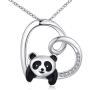 Cute Animal Necklace S925 Sterling Silver Animal Jewelry Forever Love Heart Pendant Necklace Gifts for Women Mom Birthday Mothers Day