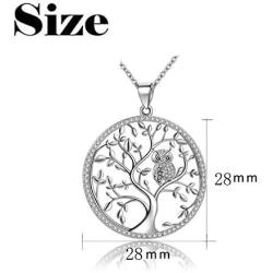 925 Sterling Silver Owl Tree of Life Pendant Necklace with 18 Inch Chain