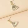 Sinkcangwu Rhinestone Steel Geometric Dangle S925 Earrings For Women Gold Hollow Out Sector Leaf Bohemian Earrings Jewelry