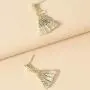 Sinkcangwu Rhinestone Steel Geometric Dangle S925 Earrings For Women Gold Hollow Out Sector Leaf Bohemian Earrings Jewelry