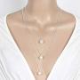 Geroki Dainty Pearl Layered Necklace Beaded Pendant Necklace Long Drop Chain Jewelry for Women and Girls(Silver)