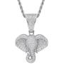 KMASAL Iced Out Elephant Gold Silver Color Copper Pendant Hip Hop Necklace 18K Gold Plated Bling CZ Micropave Simulated Diamond for Men Women Charm Jewelry with Stainless Steel Rope Chain