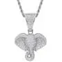 KMASAL Iced Out Elephant Gold Silver Color Copper Pendant Hip Hop Necklace 18K Gold Plated Bling CZ Micropave Simulated Diamond for Men Women Charm Jewelry with Stainless Steel Rope Chain