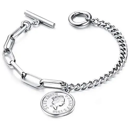 LBJIE Gold Charm Bracelets Stainless Steel Bracelets for Women with Cubic Zirconia Circle, Adjustable Bracelets for Women LBJIE Gold Charm Bracelets Stainless Steel Bracelets for Women with Cubic Zirconia Circle, Adjustable Bracelets for Women