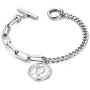 LBJIE Gold Charm Bracelets Stainless Steel Bracelets for Women with Cubic Zirconia Circle, Adjustable Bracelets for Women