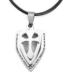 FORGIVEN JEWELRY Cross Strength Shield Necklace