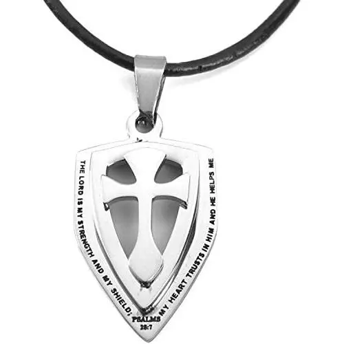 FORGIVEN JEWELRY Cross Strength Shield Necklace FORGIVEN JEWELRY Cross Strength Shield Necklace