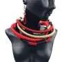 Pingyongchang African Tribal Colorful Multistrand Multilayer Choker Dangle Earring Jewelry Set Chunky Handwoven Rope Necklace Costume Jewelry Woven Accessories for Women and Girls