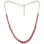 Ratnavali jewels CZ Gold Plated Designer Jewellery Set Single Line Red Green with Chain & Earring for Women