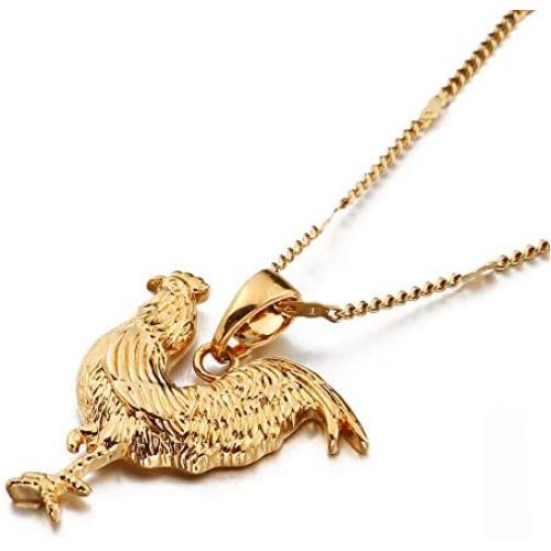 24k Gold Plated Animal Rooster Chicken Pendant Necklace Jewelry