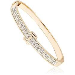 Bazel Gold Plated or White Gold Plated Crystal Belt Bangle (Gold)