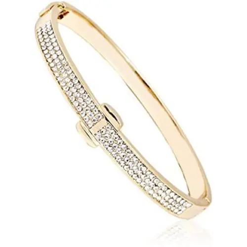 Bazel Gold Plated or White Gold Plated Crystal Belt Bangle (Gold) Bazel Gold Plated or White Gold Plated Crystal Belt Bangle (Gold)