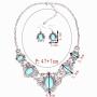 Turquoise Necklace Earrings Sets Bohemian Bib Pendant Costume Jewelry Fashion Geometric Flower Chain for Women and Girls Gift Christmas Thanksgiving