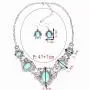 Turquoise Necklace Earrings Sets Bohemian Bib Pendant Costume Jewelry Fashion Geometric Flower Chain for Women and Girls Gift Christmas Thanksgiving