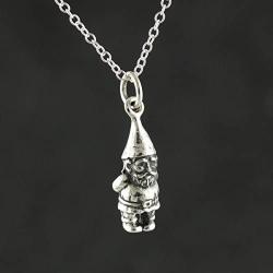 FashionJunkie4Life Sterling Silver Tiny 3D Garden Gnome Charm Necklace, 18'' Chain, Fairy Tale Jewelry