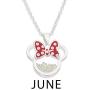 Disney Birthstone Women and Girls Jewelry Minnie Mouse Silver Plated Shaker Pendant Necklace, 18+2'' Extender