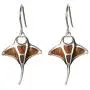 Sterling Silver Koa Wood Manta Ray Dangle Earrings Sterling Silver Koa Wood Manta Ray Dangle Earrings