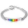 Eacoo Rainbow LGBT Bracelet, Stainless Steel Chain Bracelet for Women Adjustable Hand Jewelry