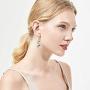 CiNily Sterling Silver Plated Dangle Drop Earrings for Women Opal Hook Earrings Birthstone Spiral Ribbon Dangle Earrings