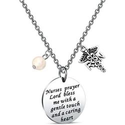 Zuo Bao Nurses Prayer Necklace with RN Charm,Gifts for Nurses, Nursing Graduation, Medical Jewelry