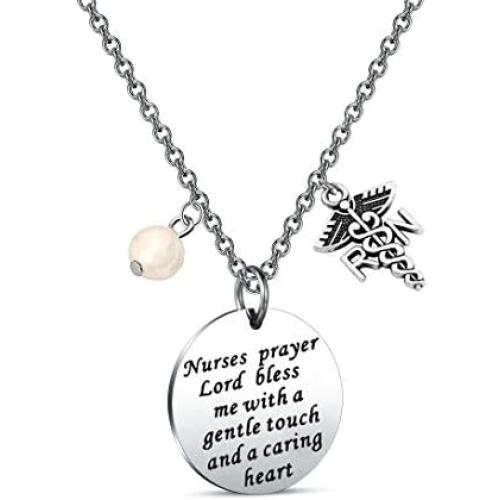 Zuo Bao Nurses Prayer Necklace with RN Charm,Gifts for Nurses, Nursing Graduation, Medical Jewelry