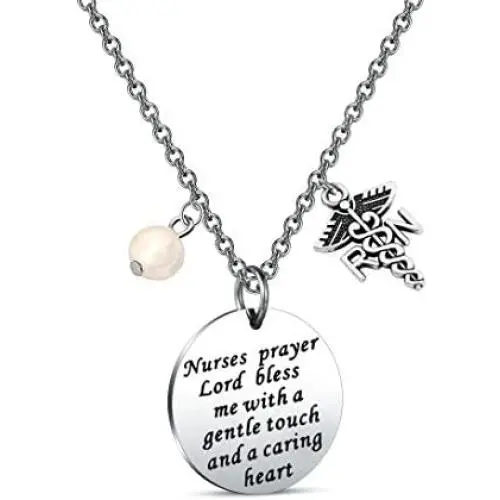 Zuo Bao Nurses Prayer Necklace with RN Charm,Gifts for Nurses, Nursing Graduation, Medical Jewelry