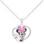 Disney Minnie Mouse Heart Silver Plated Crystal Pendant Necklace, 18''