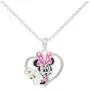 Disney Minnie Mouse Heart Silver Plated Crystal Pendant Necklace, 18''
