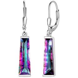 Mystic Topaz Dangle Earrings Women 925 Sterling Silver Mystic Rainbow Drop Earring Dangling Jewelry