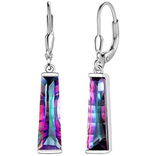 Mystic Topaz Dangle Earrings Women 925 Sterling Silver Mystic Rainbow Drop Earring Dangling Jewelry